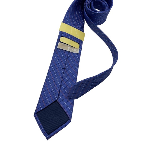 🆕MICHAEL KORS Blue Tartan Silk DESIGNER Tie - Picture 2 of 4